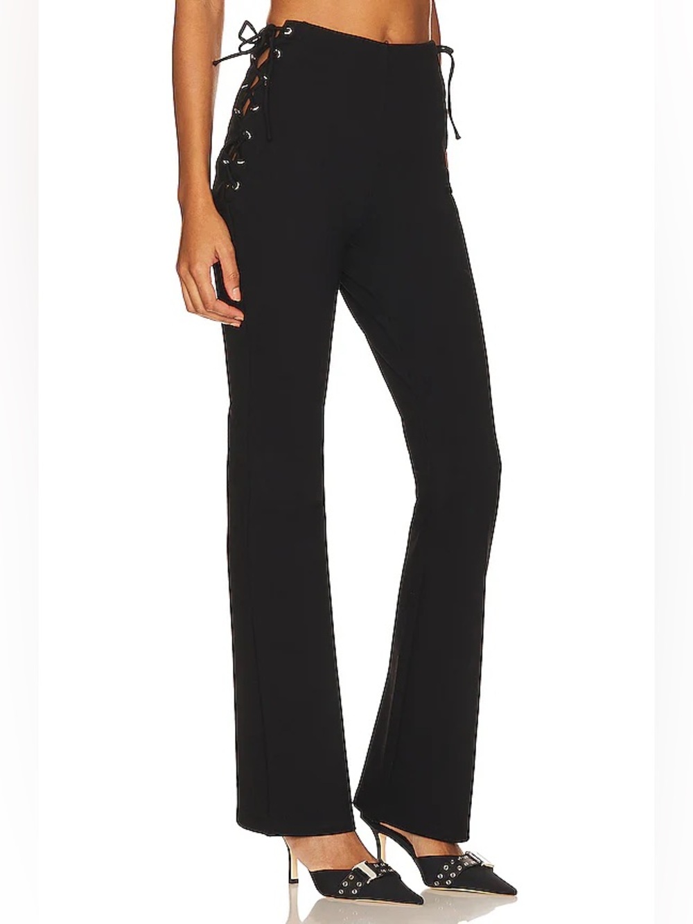 superdown Black Lace-Up Side Flare Pants - Picture 2 of 2